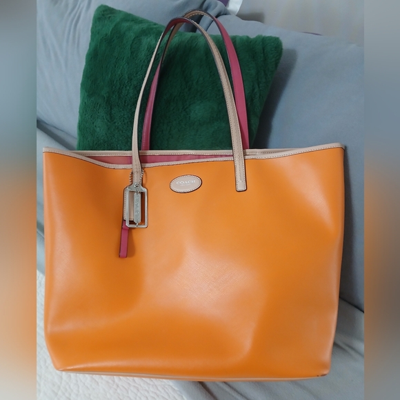 Coach #31326 Metro Leather Tote Vermillion Red With Charms